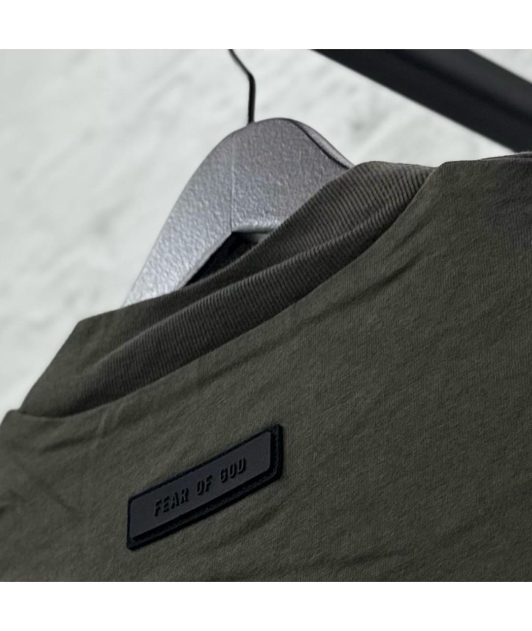 FEAR OF GOD ESSENTIALS Хаки хлопковая детская футболка, фото 4