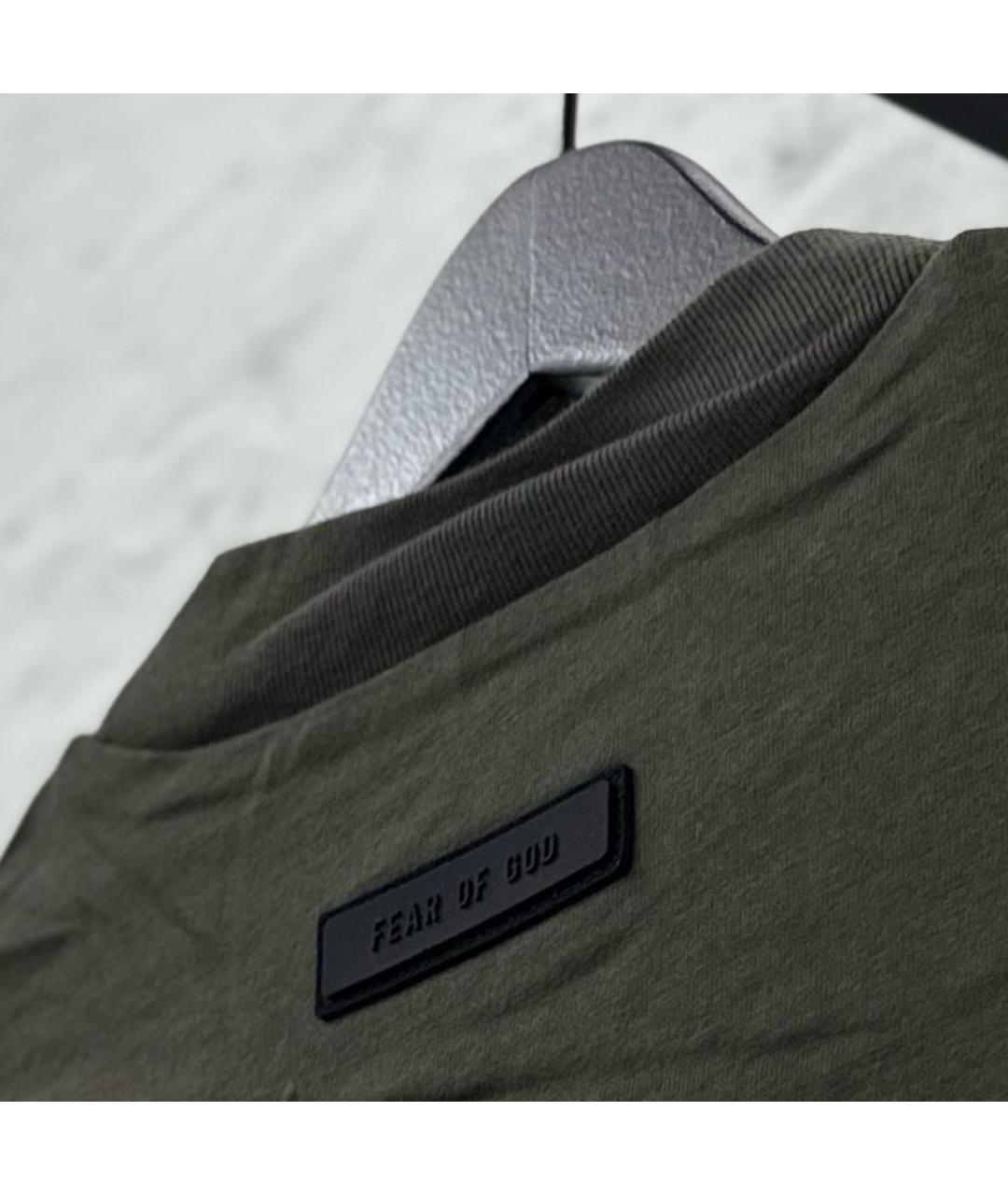FEAR OF GOD ESSENTIALS Хаки хлопковая детская футболка, фото 4
