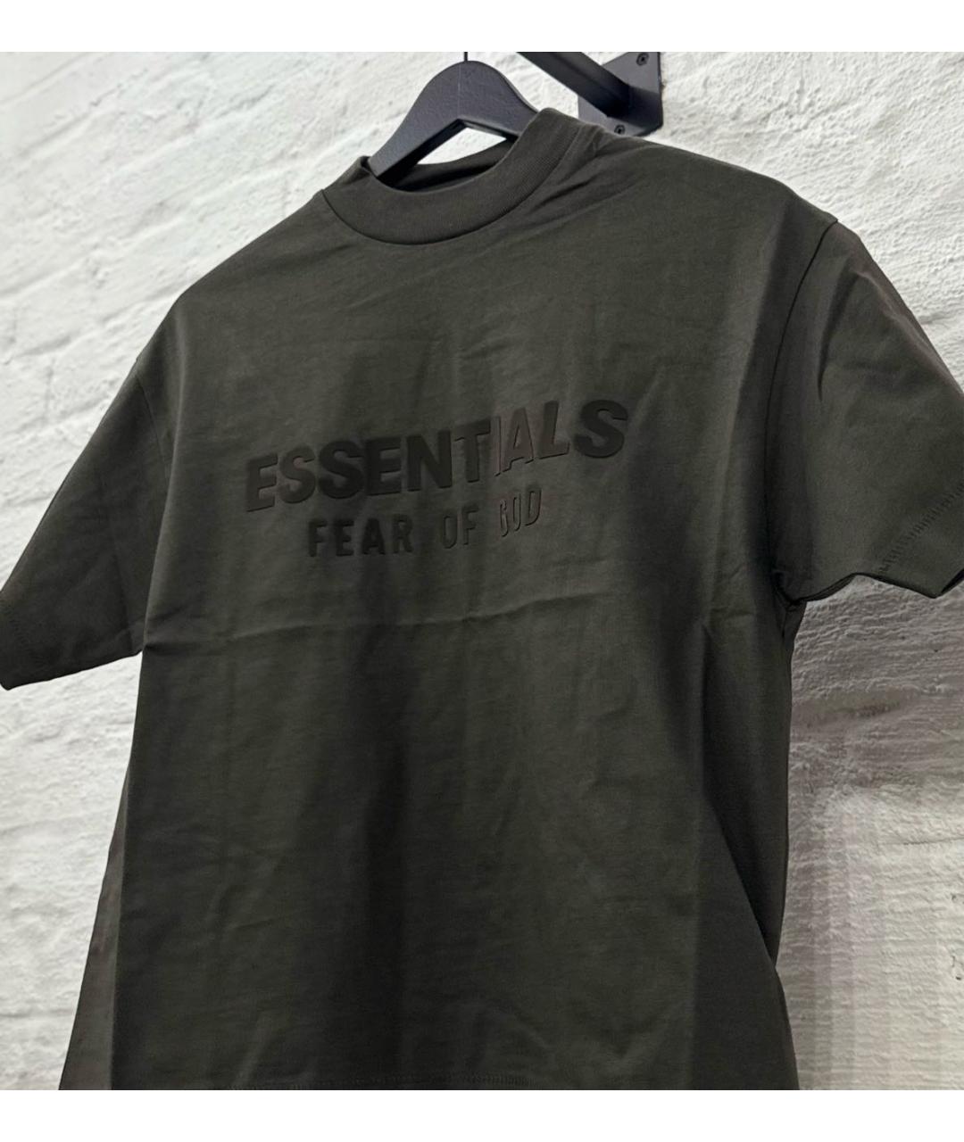 FEAR OF GOD ESSENTIALS Хаки хлопковая детская футболка, фото 2