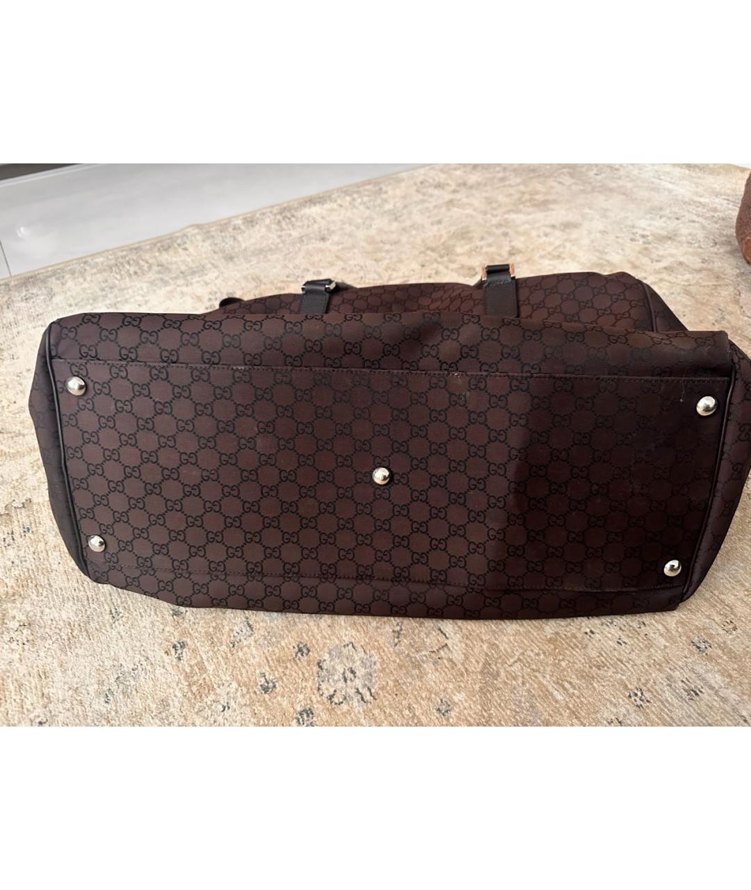 GUCCI Коричневая жаккардовая дорожная/спортивная сумка, фото 3