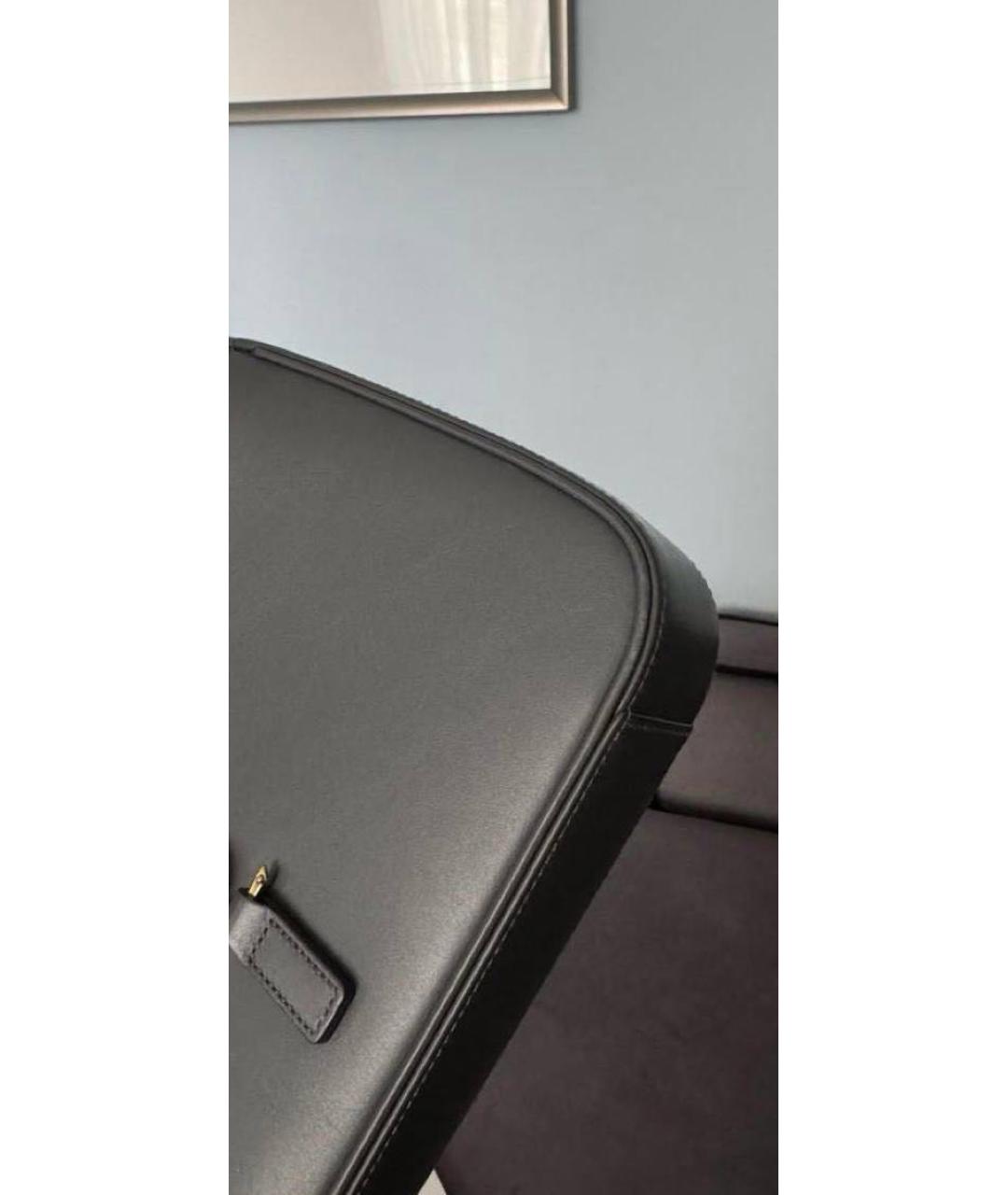 SAINT LAURENT Антрацитовая кожаная сумка с короткими ручками, фото 7