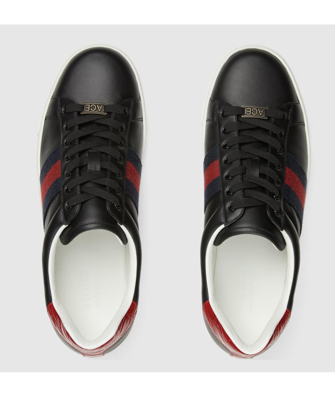 GUCCI Черные кожаные низкие кроссовки / кеды, фото 4