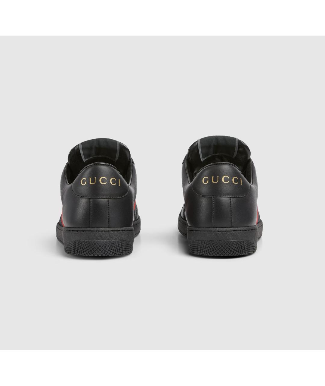 GUCCI Черные кожаные низкие кроссовки / кеды, фото 3