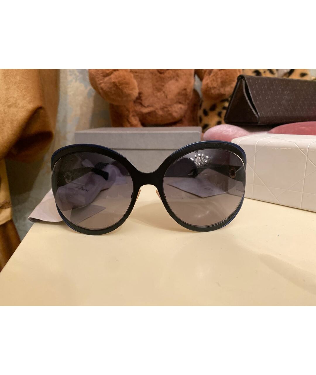 CHRISTIAN DIOR Синие металлические солнцезащитные очки, фото 5
