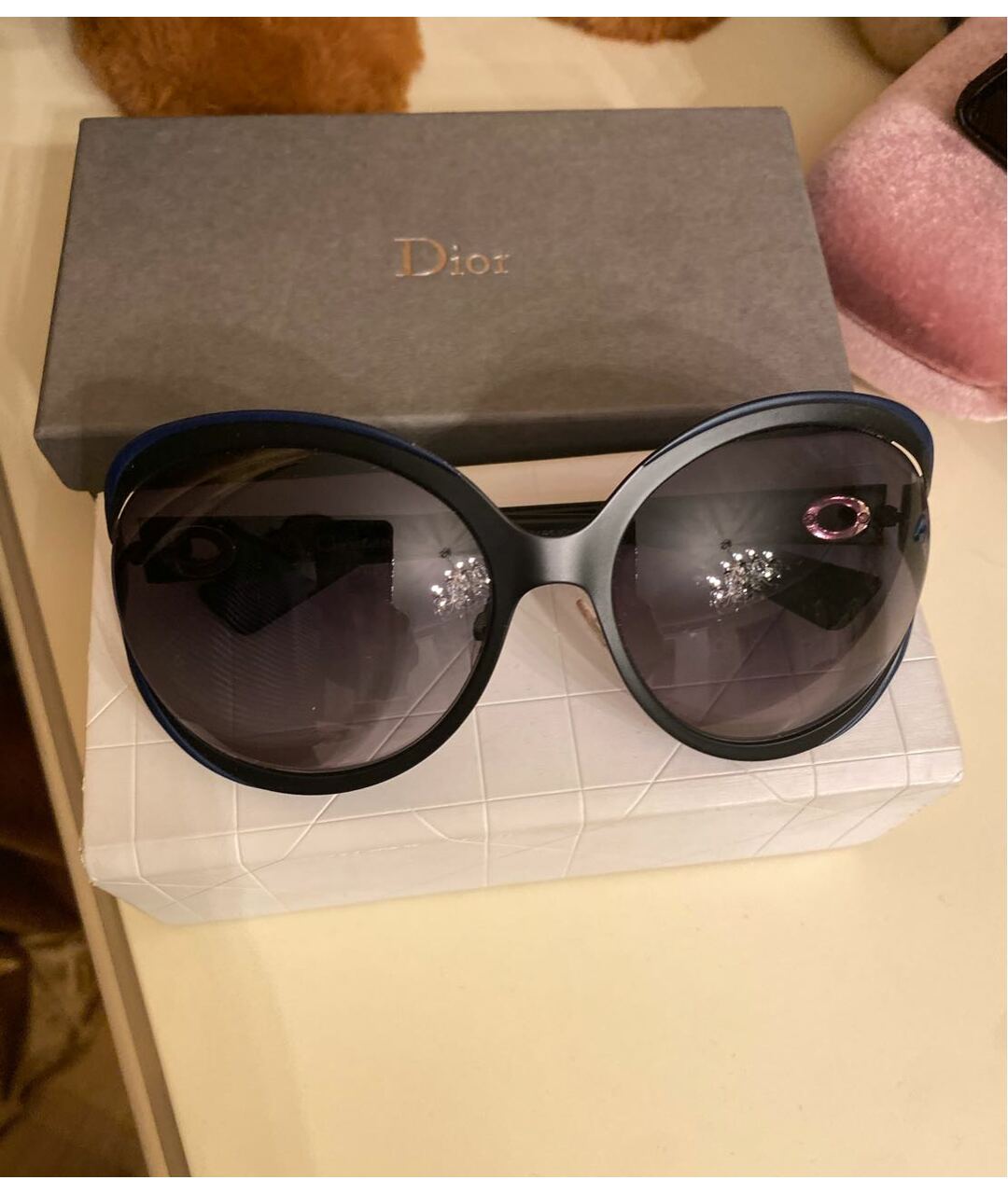 CHRISTIAN DIOR Синие металлические солнцезащитные очки, фото 4