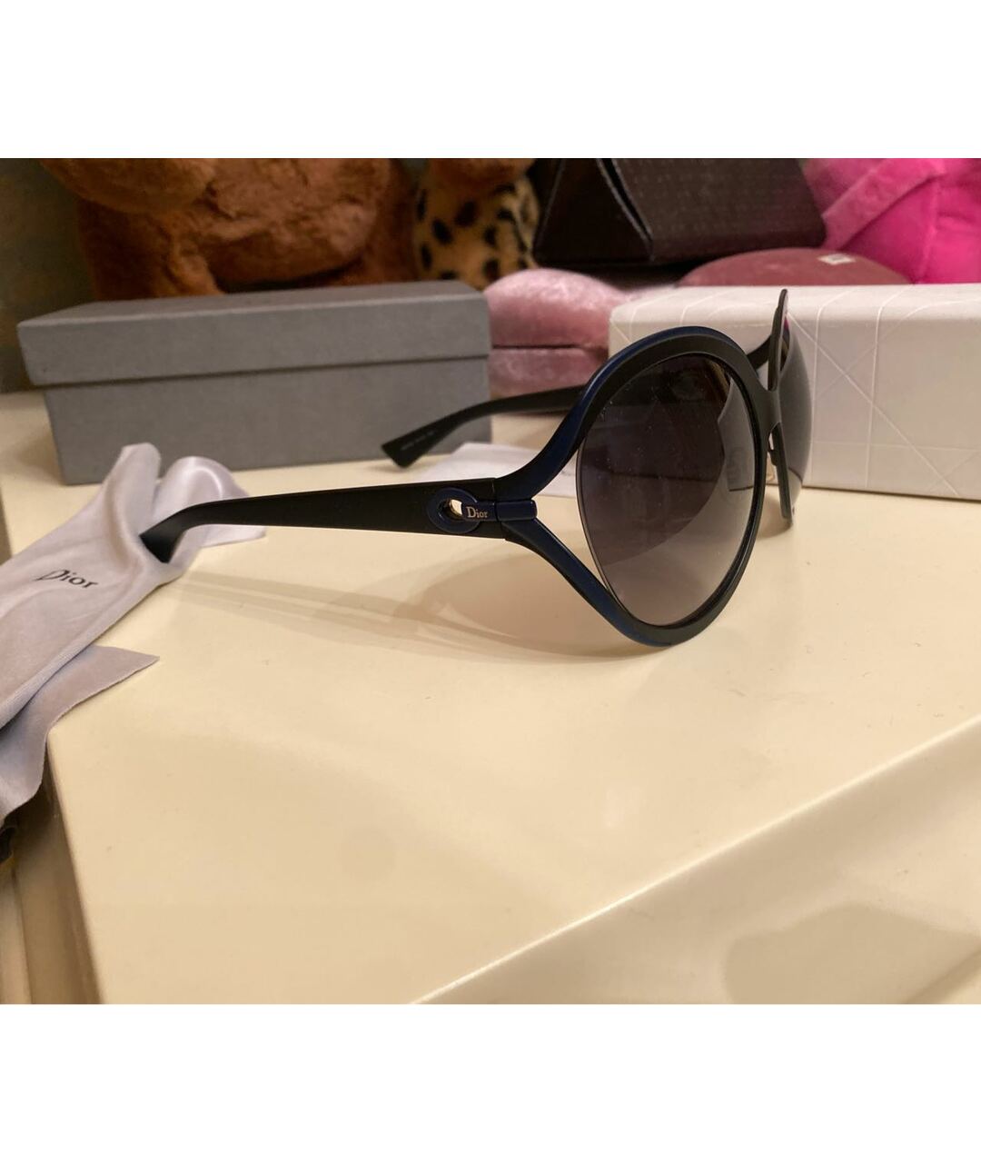 CHRISTIAN DIOR Синие металлические солнцезащитные очки, фото 2