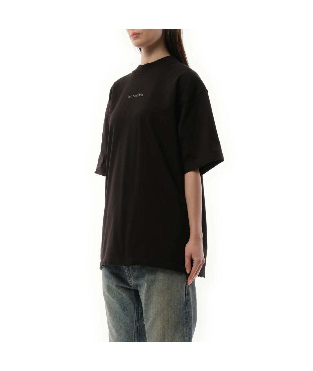 BALENCIAGA Черная хлопковая футболка, фото 4
