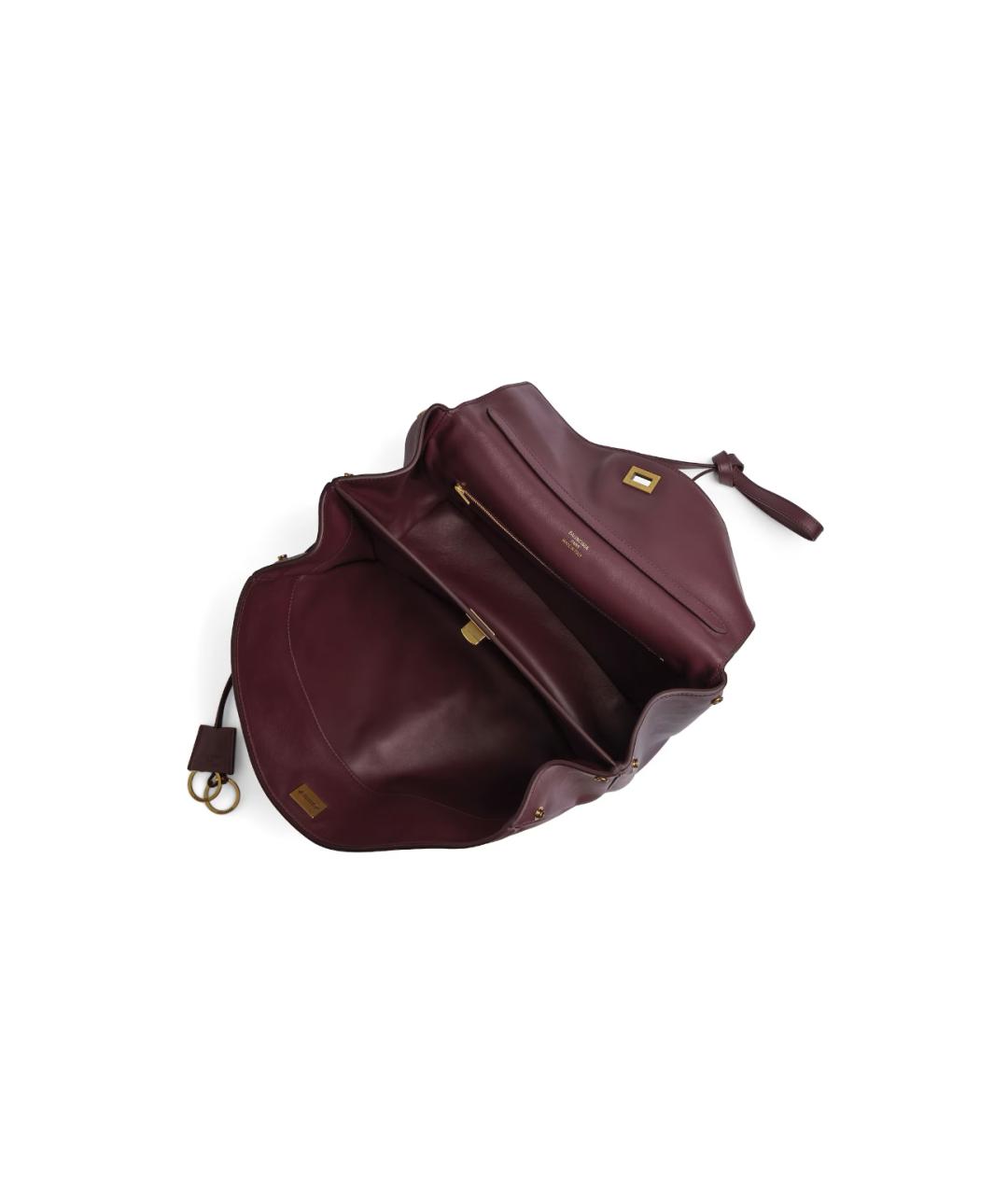 BALENCIAGA Бордовая кожаная сумка тоут, фото 6