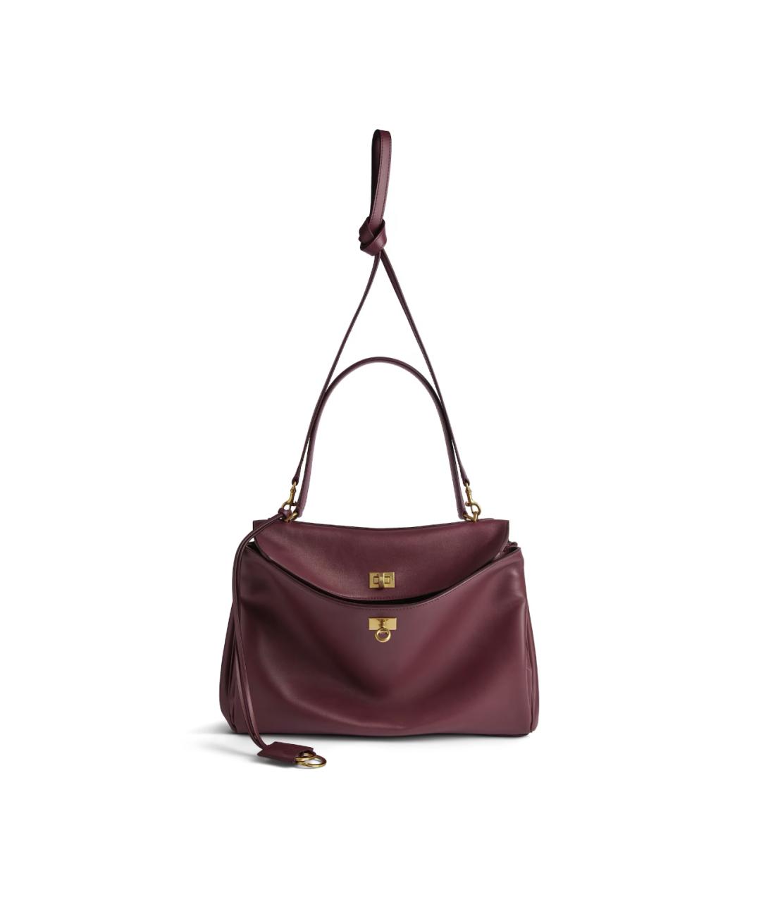 BALENCIAGA Бордовая кожаная сумка тоут, фото 3