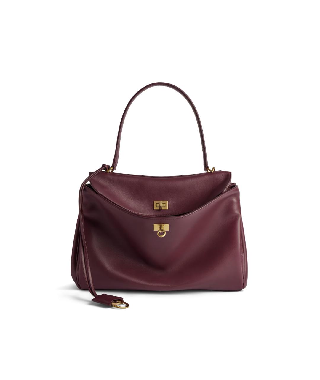 BALENCIAGA Бордовая кожаная сумка тоут, фото 1