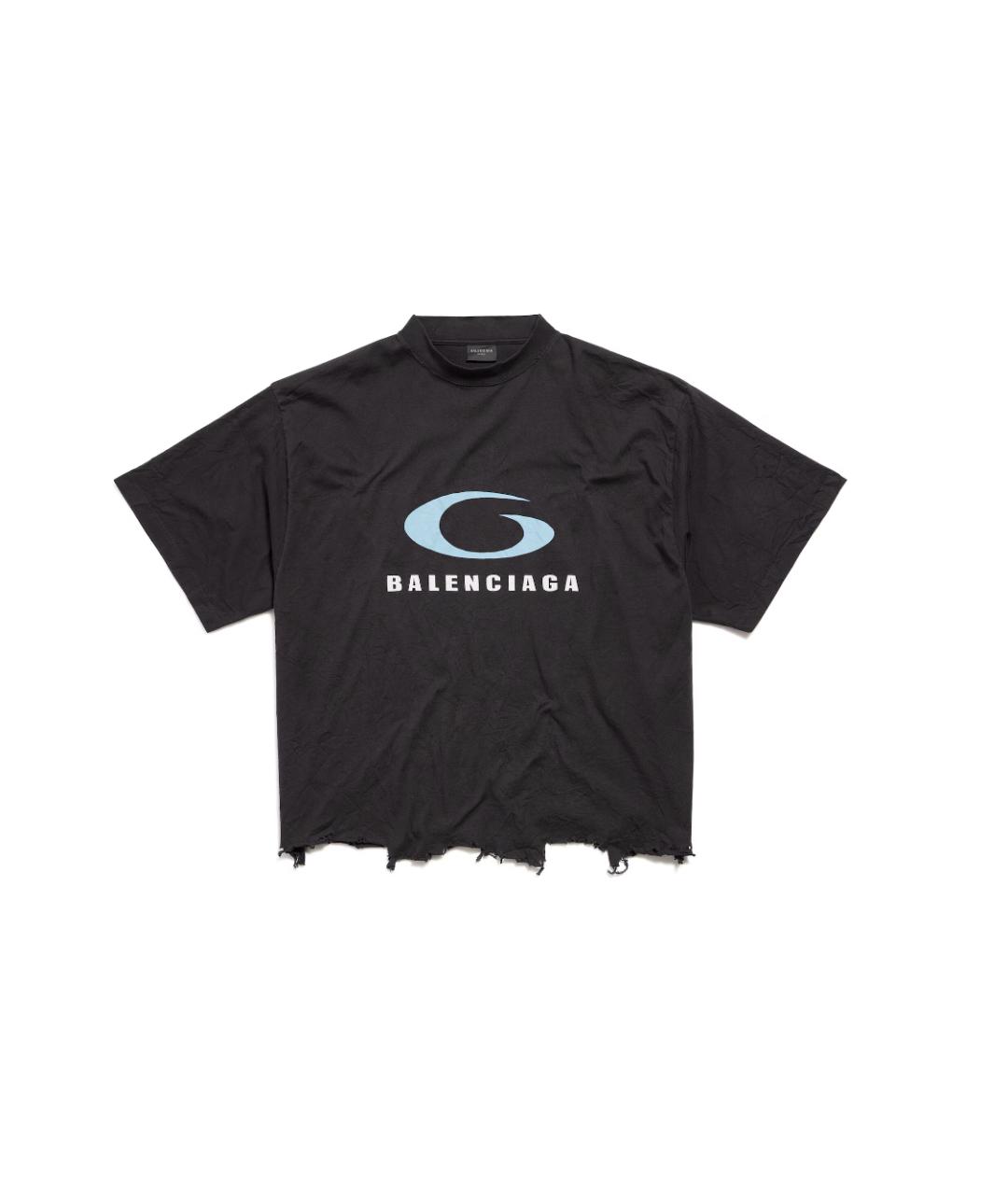 BALENCIAGA Черная хлопковая футболка, фото 1
