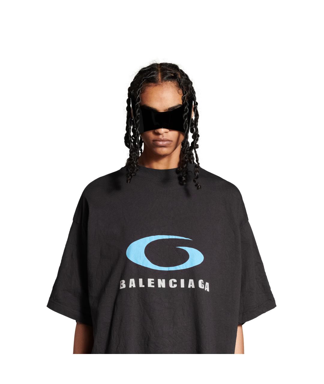 BALENCIAGA Черная хлопковая футболка, фото 3