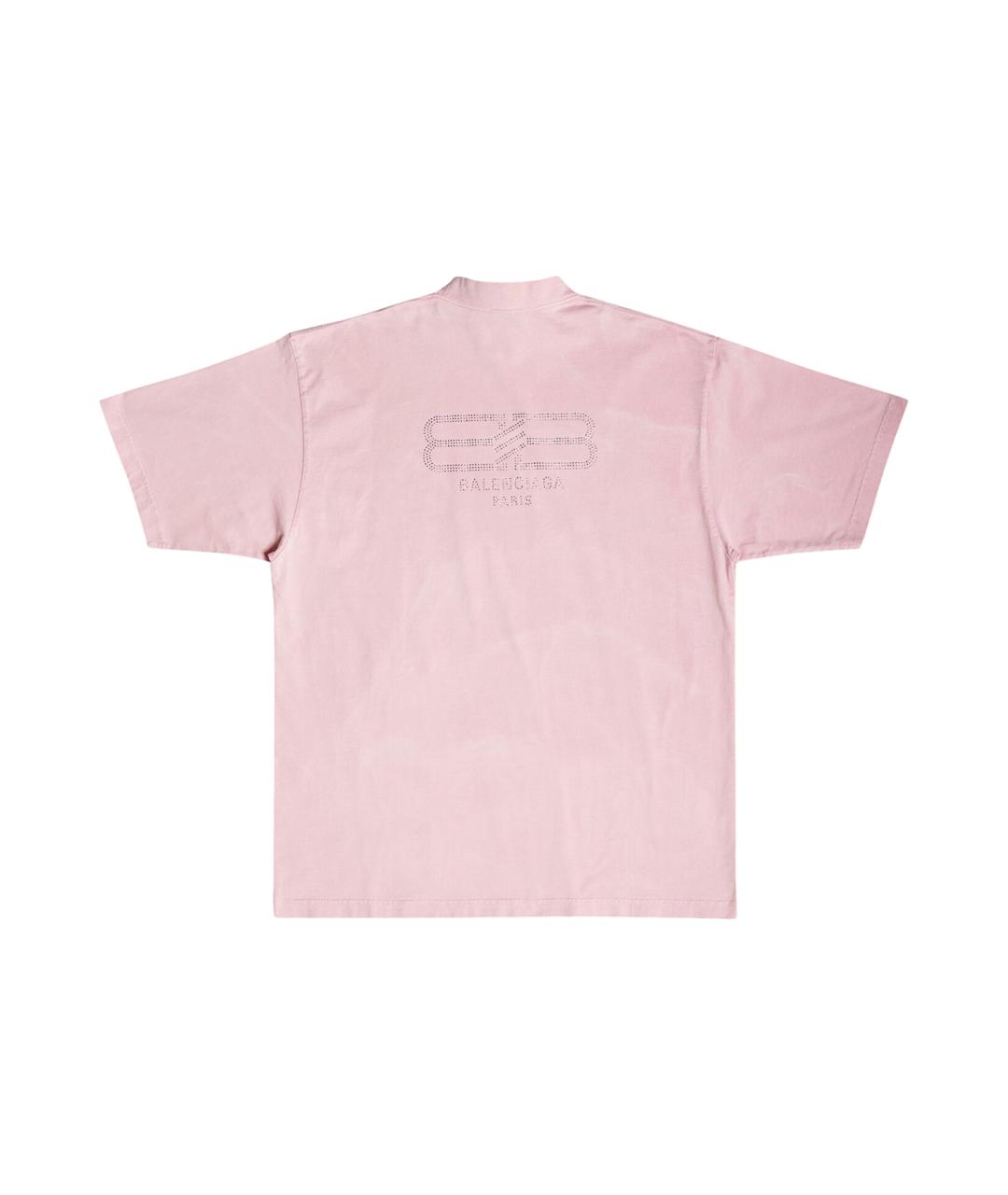 BALENCIAGA Розовая хлопковая футболка, фото 2