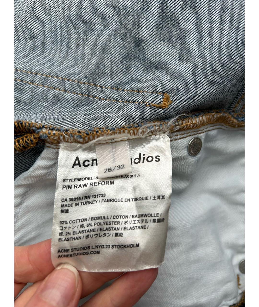 ACNE STUDIOS Темно-синие хлопковые джинсы слим, фото 4