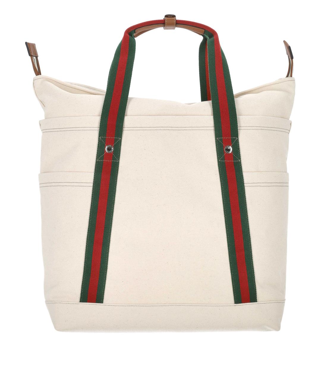 GUCCI Бежевая хлопковая сумка тоут, фото 3