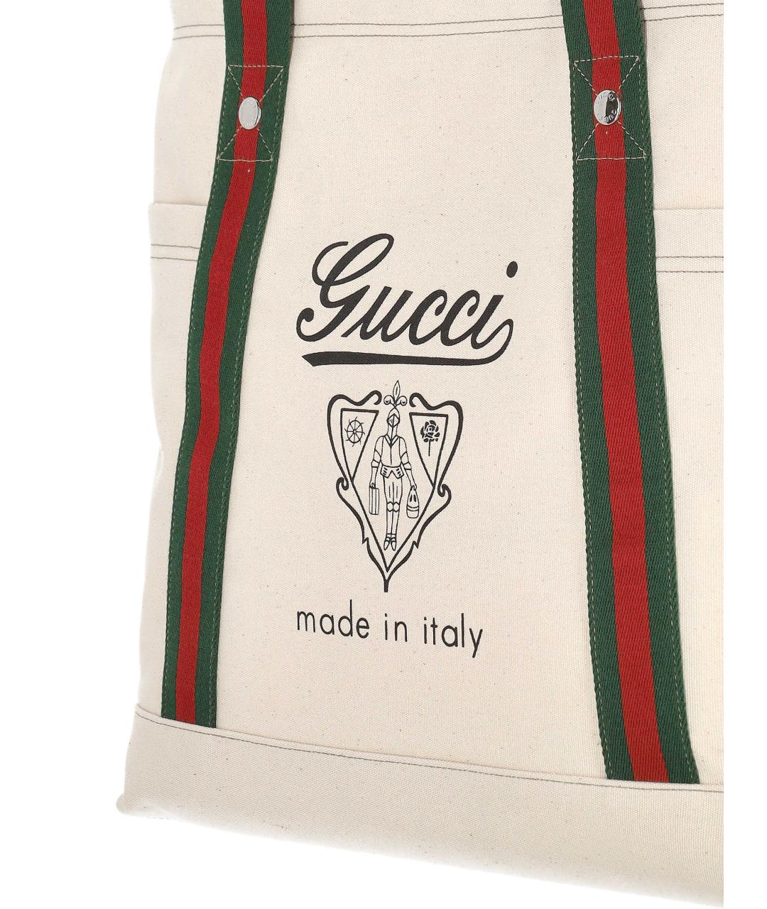 GUCCI Бежевая хлопковая сумка тоут, фото 4