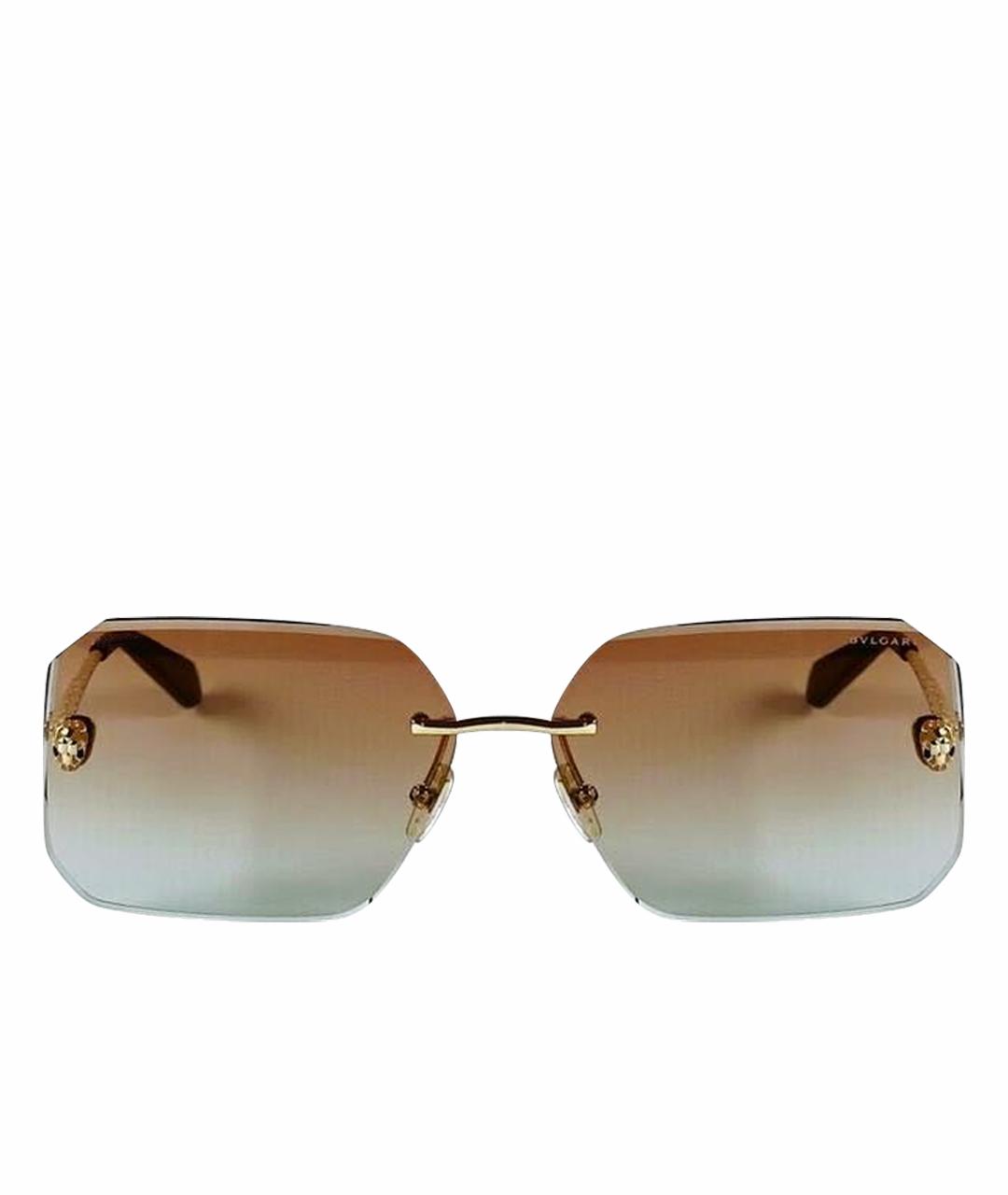 BVLGARI Золотые металлические солнцезащитные очки, фото 1