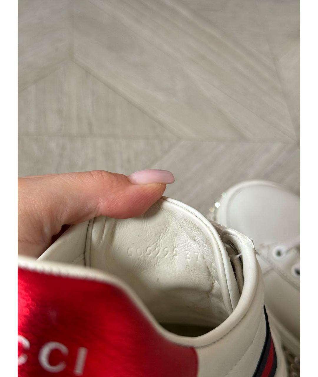 GUCCI Белые кожаные кеды, фото 6