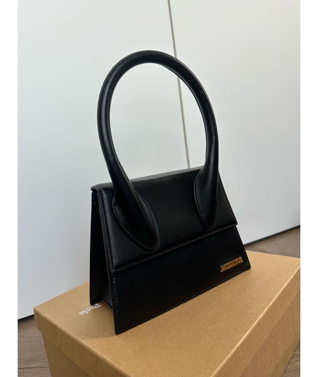 JACQUEMUS Черная кожаная сумка с короткими ручками, фото 2