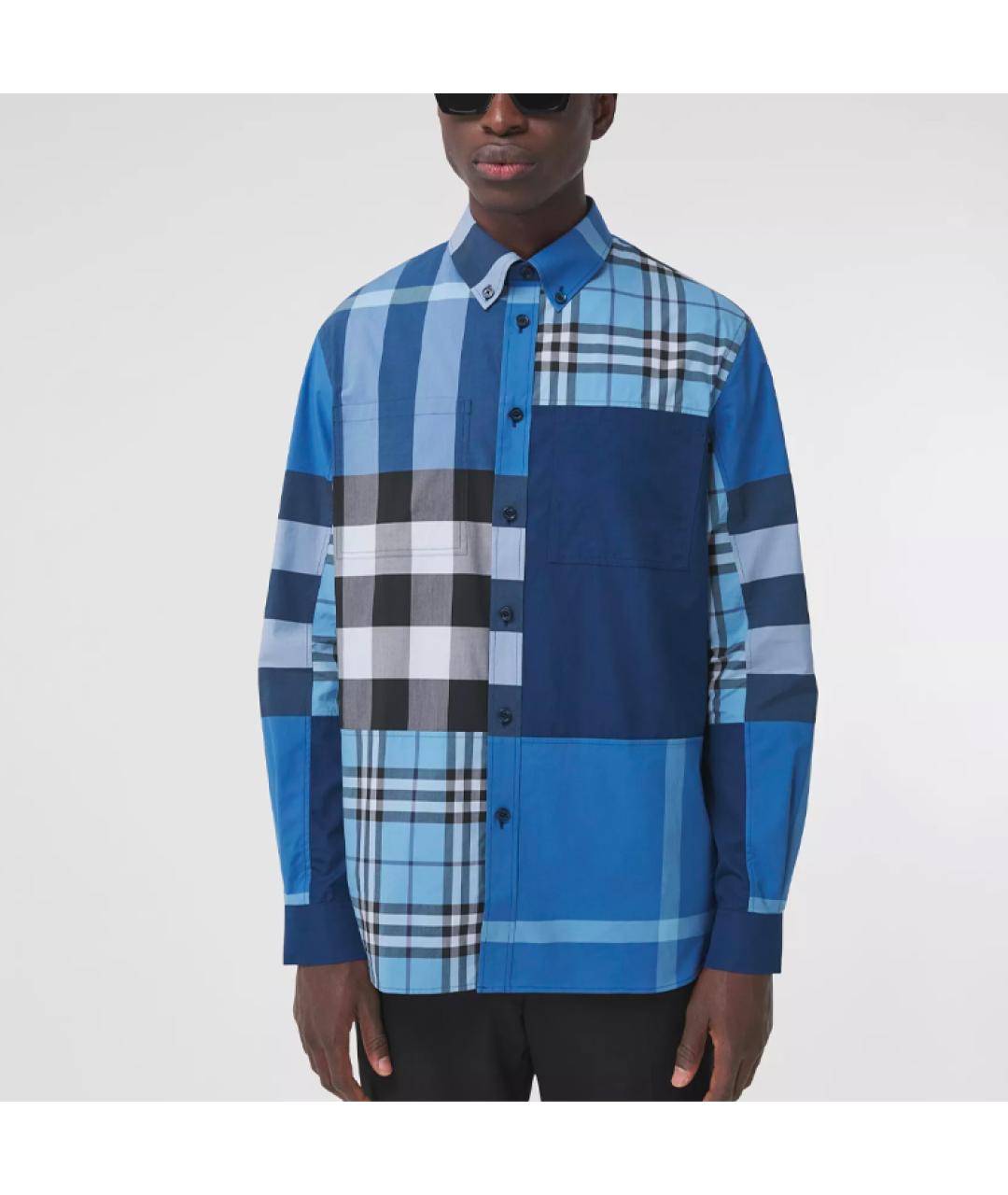 BURBERRY Синяя хлопковая кэжуал рубашка, фото 3