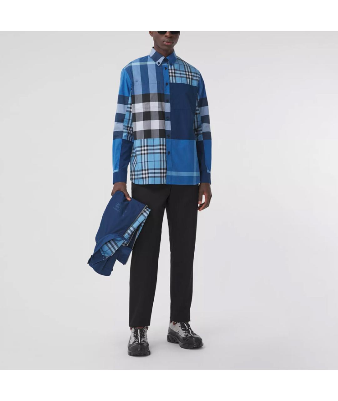 BURBERRY Синяя хлопковая кэжуал рубашка, фото 5