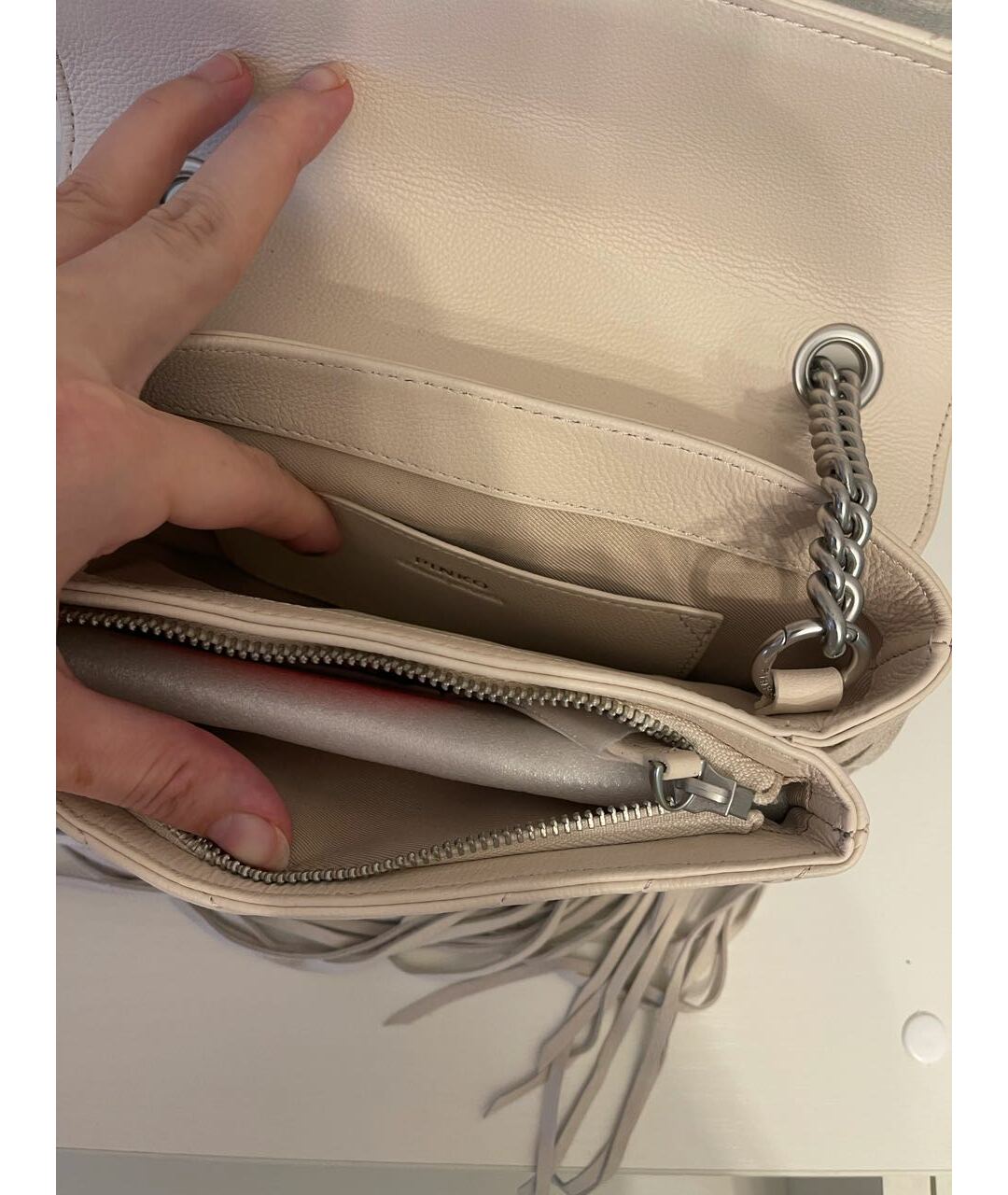 PINKO Бежевая кожаная сумка тоут, фото 4