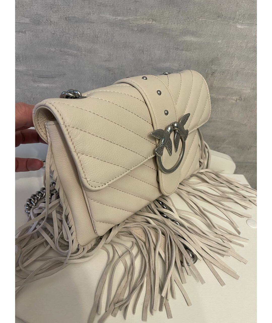 PINKO Бежевая кожаная сумка тоут, фото 2