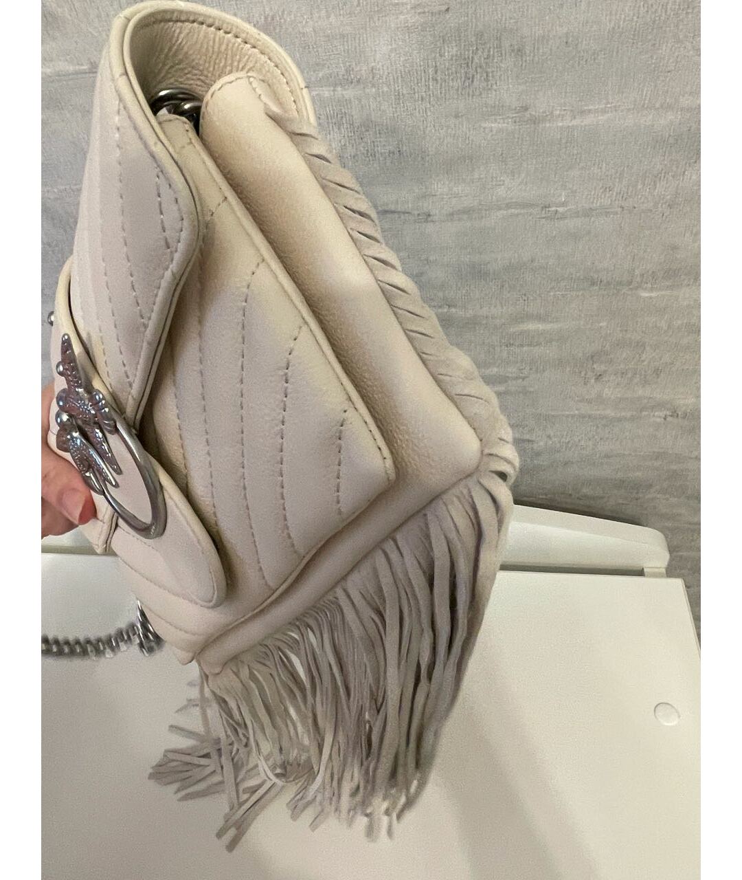 PINKO Бежевая кожаная сумка тоут, фото 5