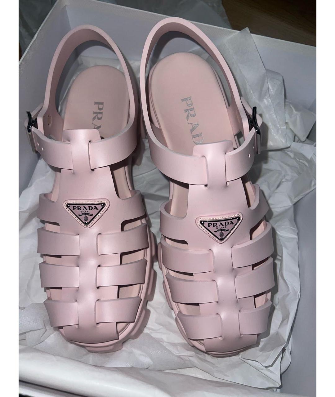PRADA Розовые резиновые сандалии, фото 7