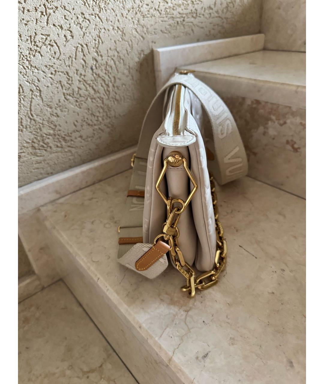 LOUIS VUITTON Бежевая кожаная сумка через плечо, фото 3