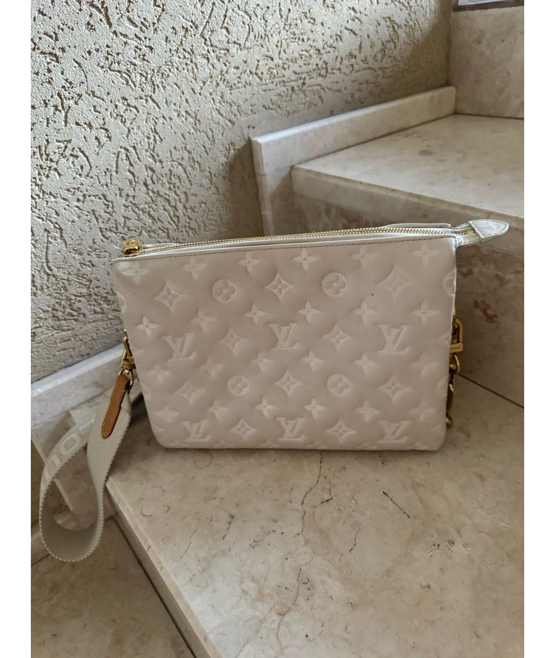 LOUIS VUITTON Бежевая кожаная сумка через плечо, фото 4
