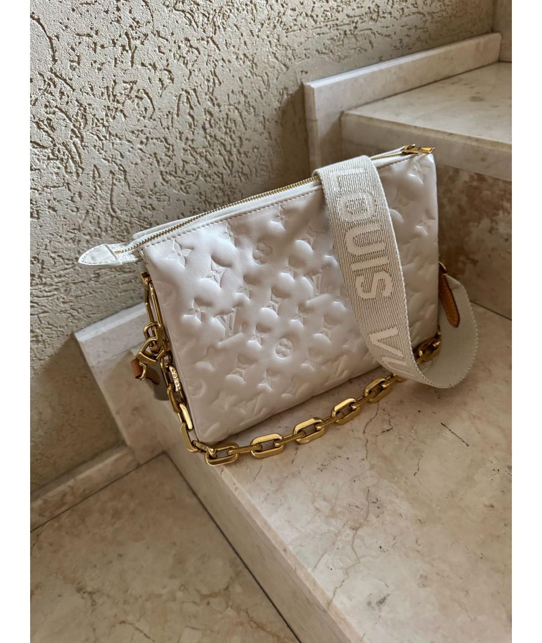 LOUIS VUITTON Бежевая кожаная сумка через плечо, фото 2