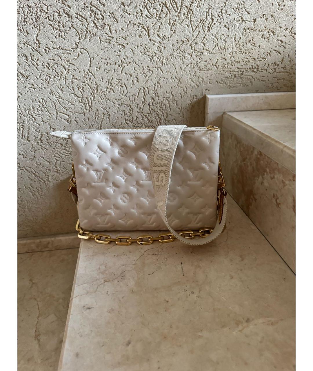 LOUIS VUITTON Бежевая кожаная сумка через плечо, фото 8
