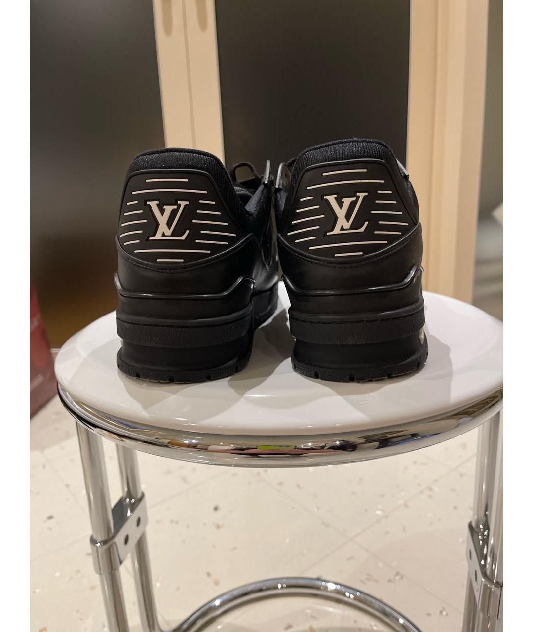 LOUIS VUITTON Черные кожаные низкие кроссовки / кеды, фото 4