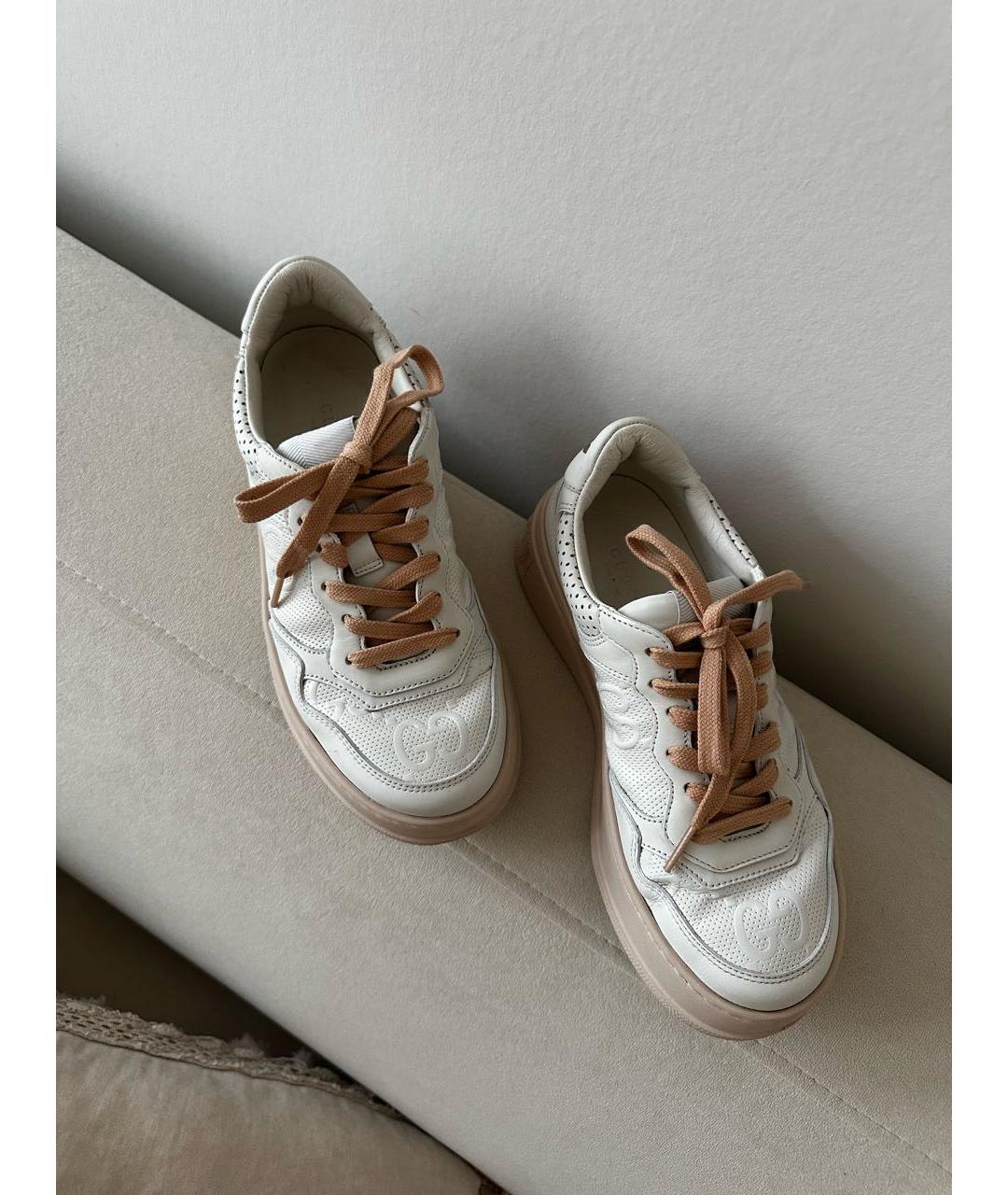 GUCCI Белые кожаные кеды, фото 2