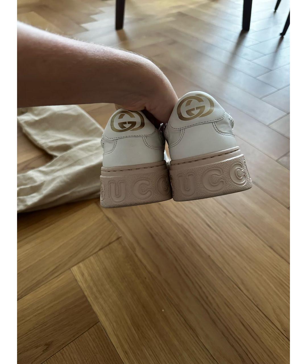 GUCCI Белые кожаные кеды, фото 5