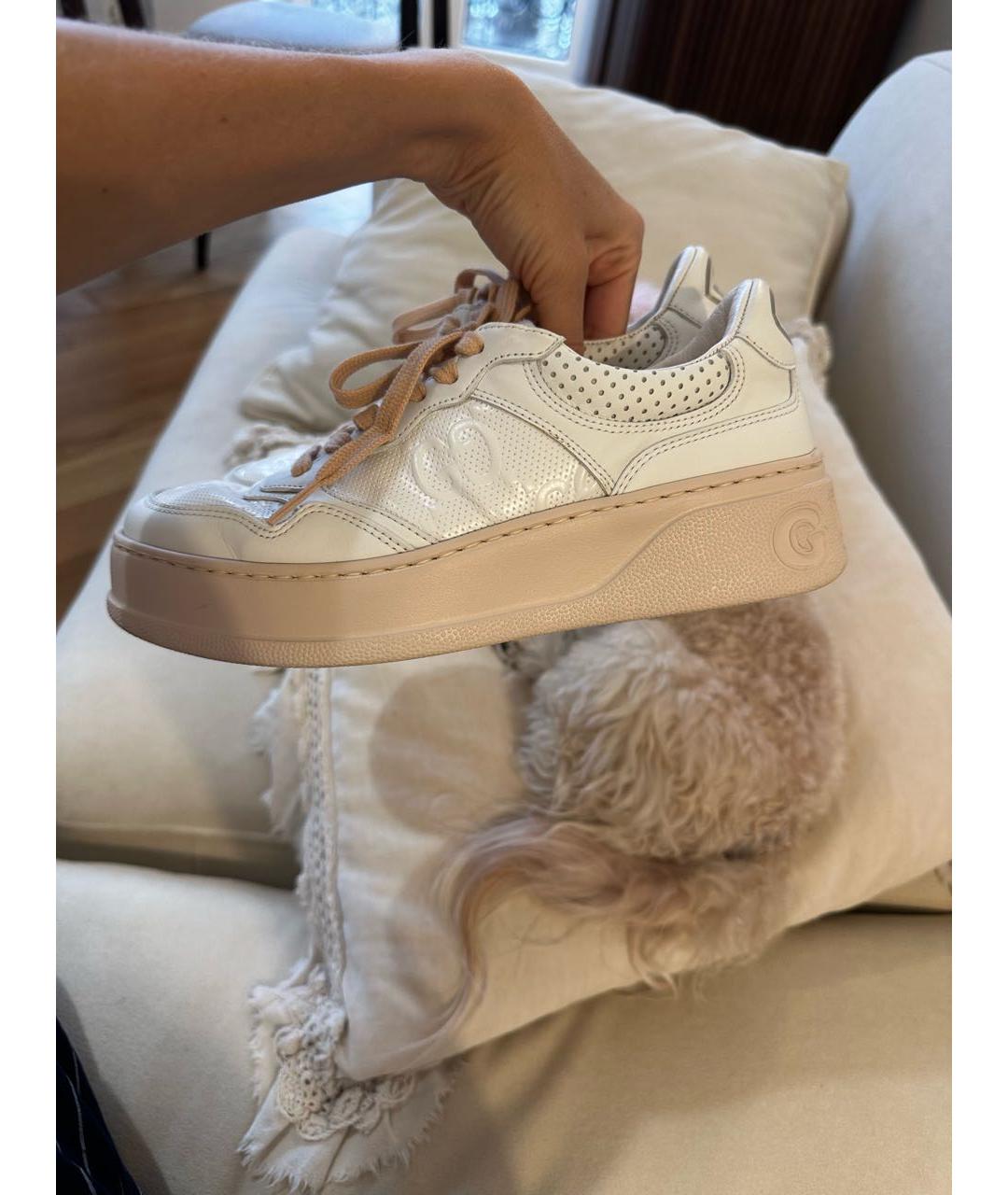 GUCCI Белые кожаные кеды, фото 3