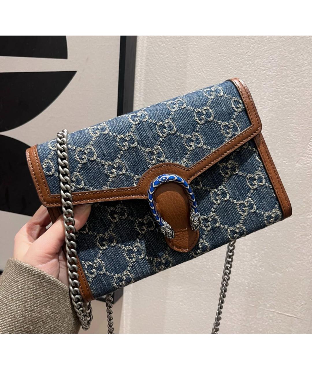 GUCCI Темно-синяя деним сумка через плечо, фото 7