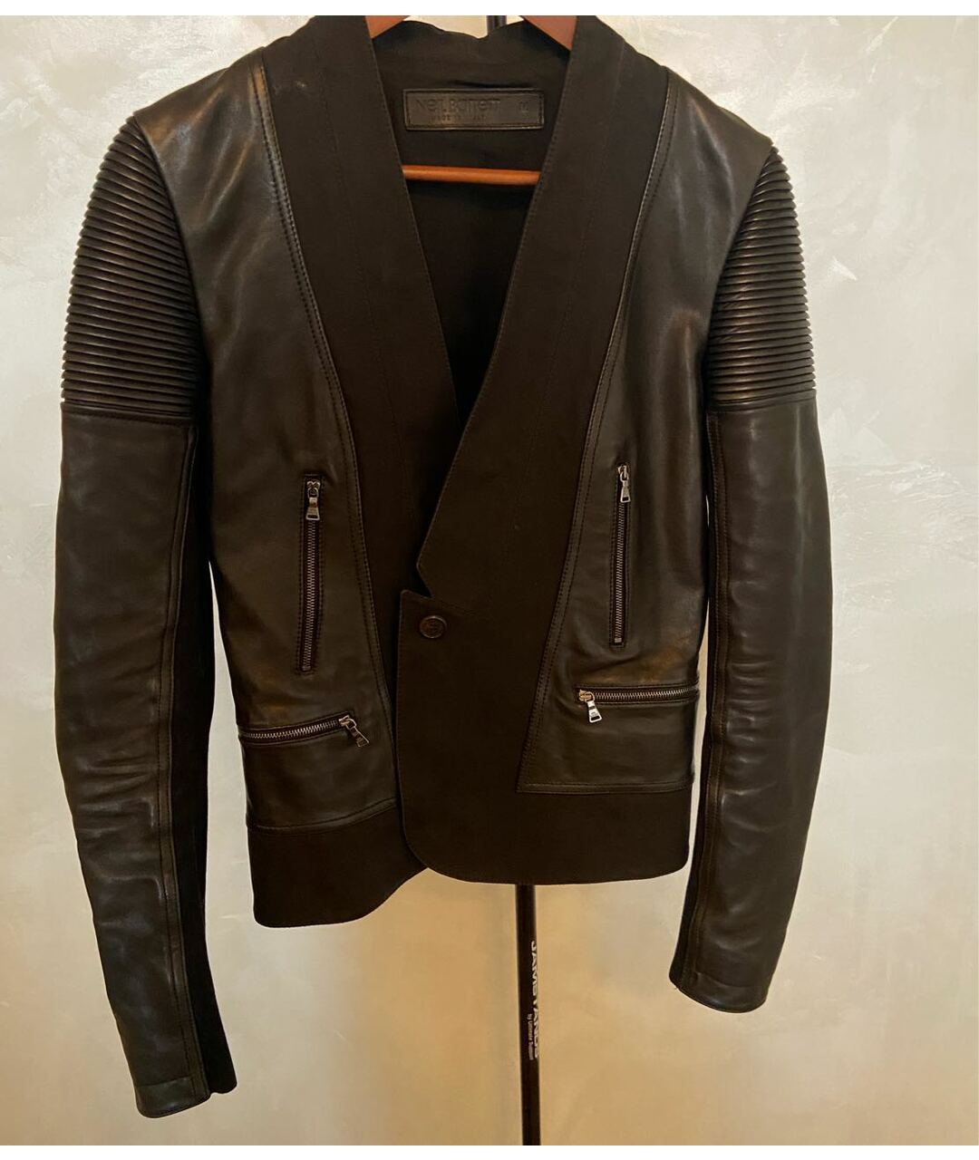 NEIL BARRETT Черный кожаный жакет/пиджак, фото 4