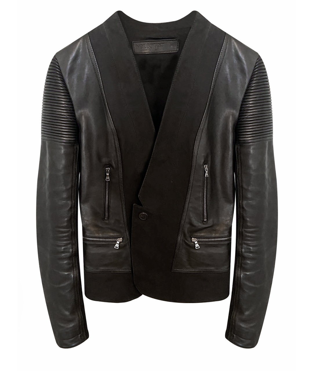 NEIL BARRETT Черный кожаный жакет/пиджак, фото 1