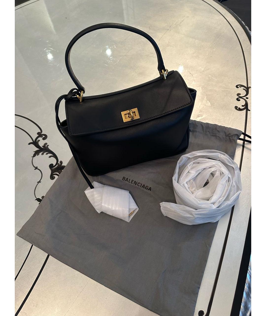BALENCIAGA Черная кожаная сумка тоут, фото 3