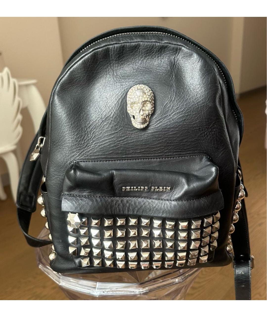 PHILIPP PLEIN Черный кожаный рюкзак, фото 2