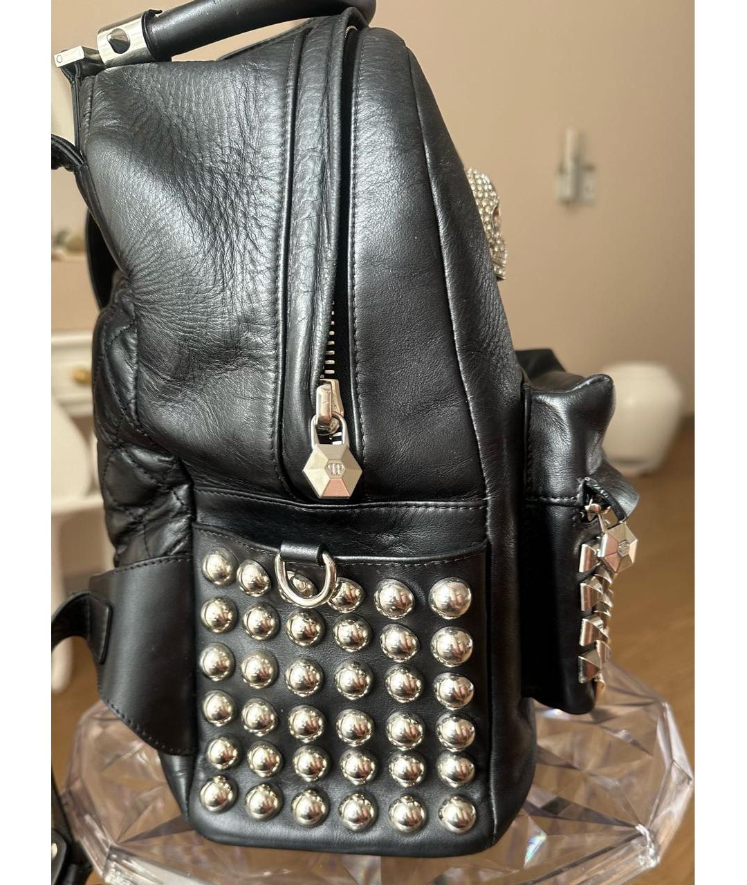 PHILIPP PLEIN Черный кожаный рюкзак, фото 3