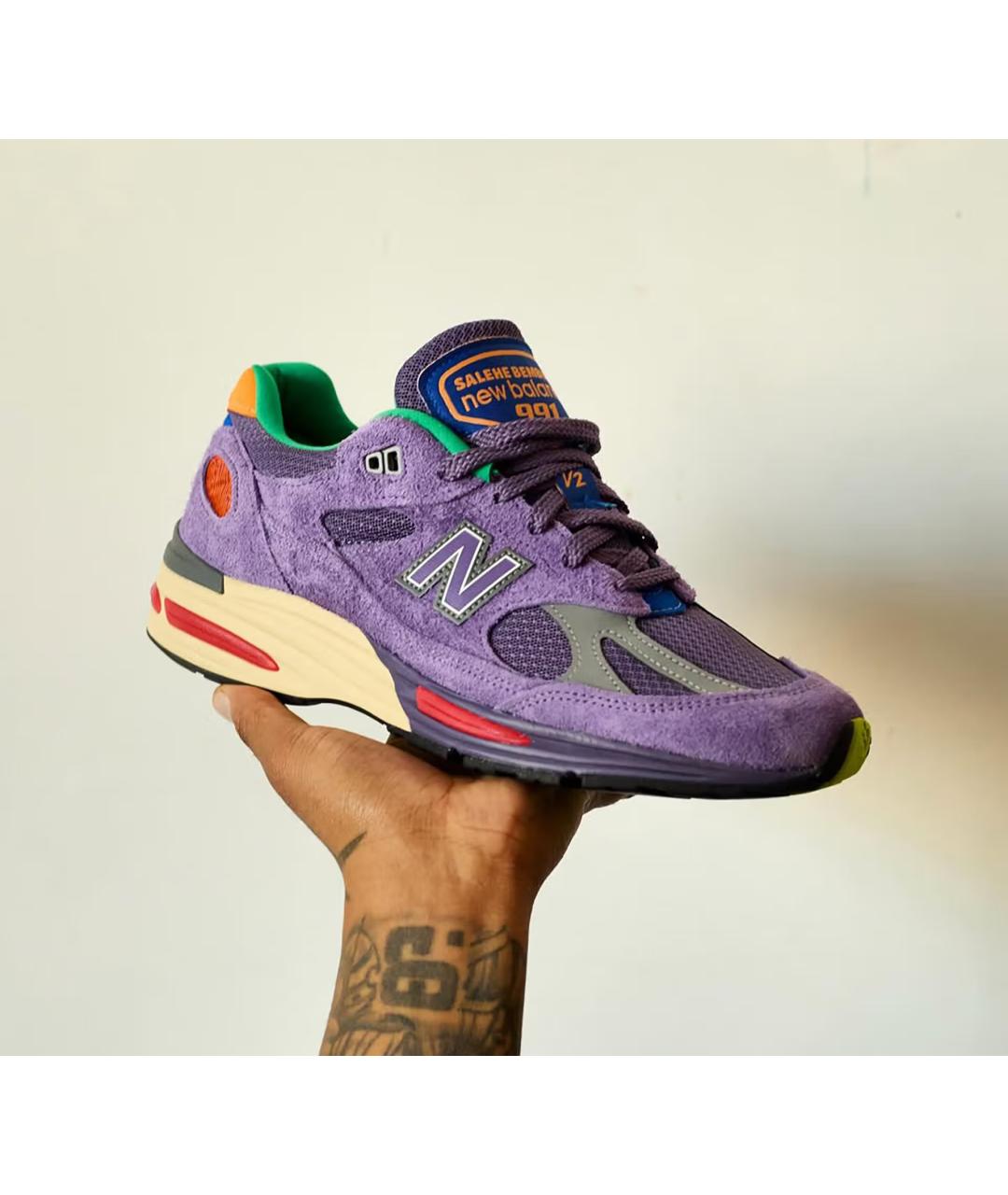 NEW BALANCE Фиолетовые замшевые низкие кроссовки / кеды, фото 2
