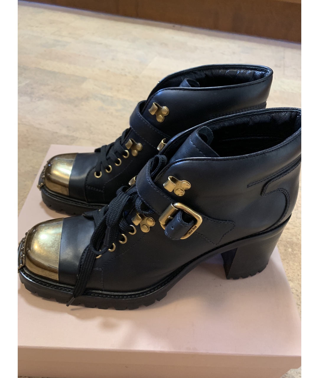 MIU MIU Черные кожаные ботильоны, фото 7