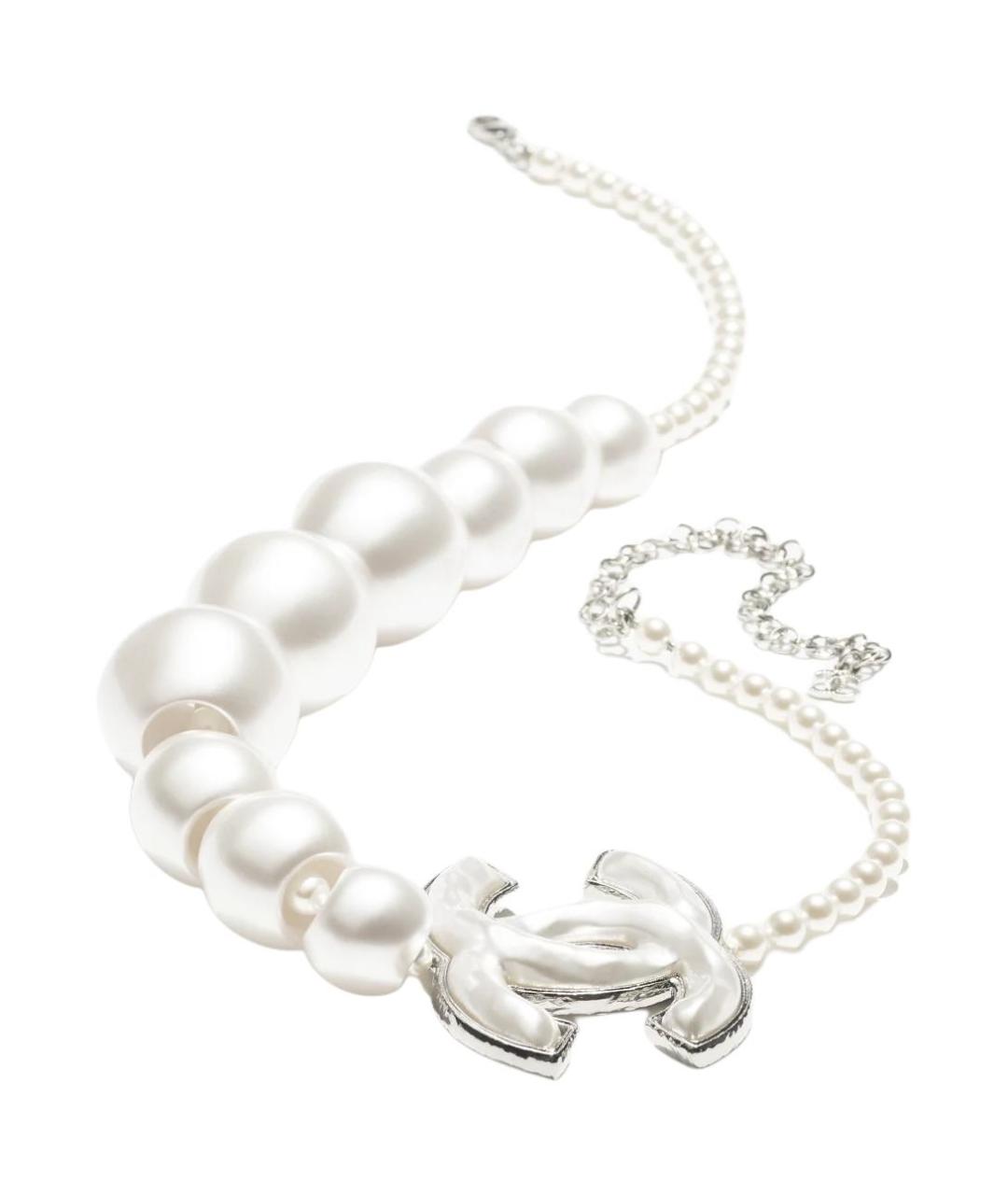 CHANEL Белое металлическое колье, фото 2