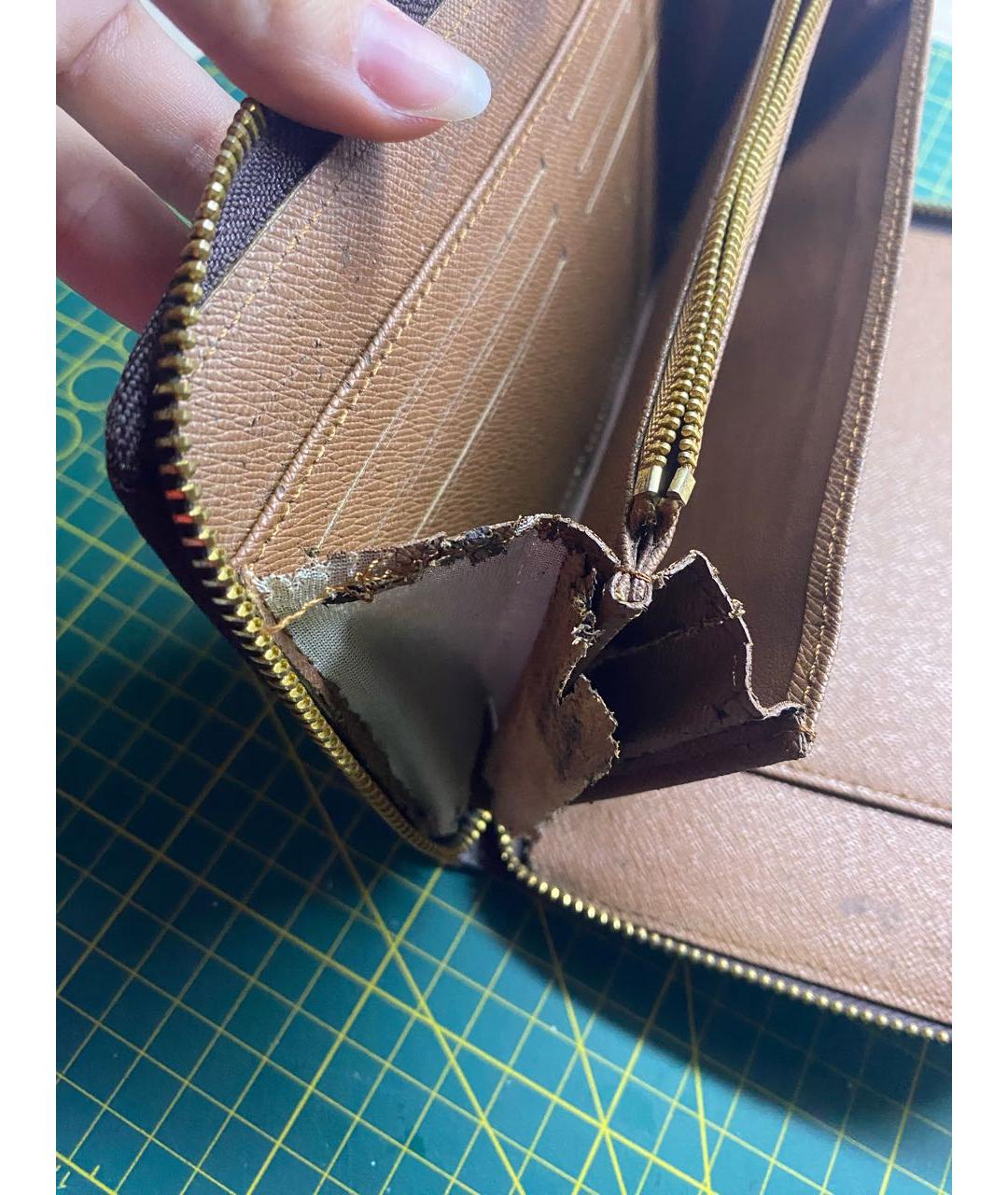 LOUIS VUITTON Коричневый кожаный кошелек, фото 6