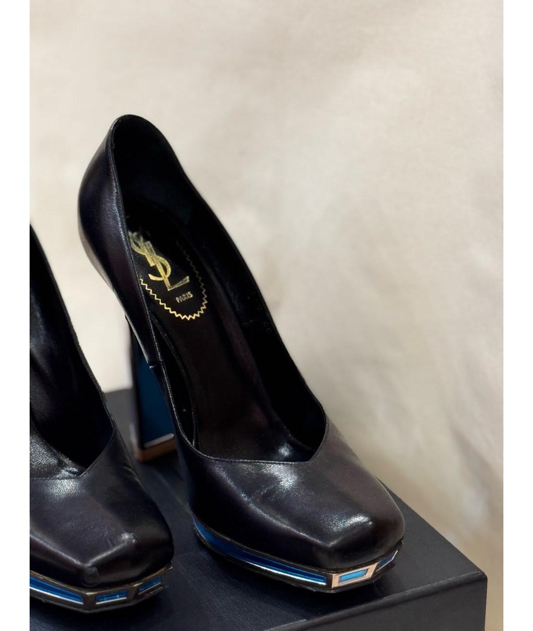 SAINT LAURENT Черные кожаные туфли, фото 7