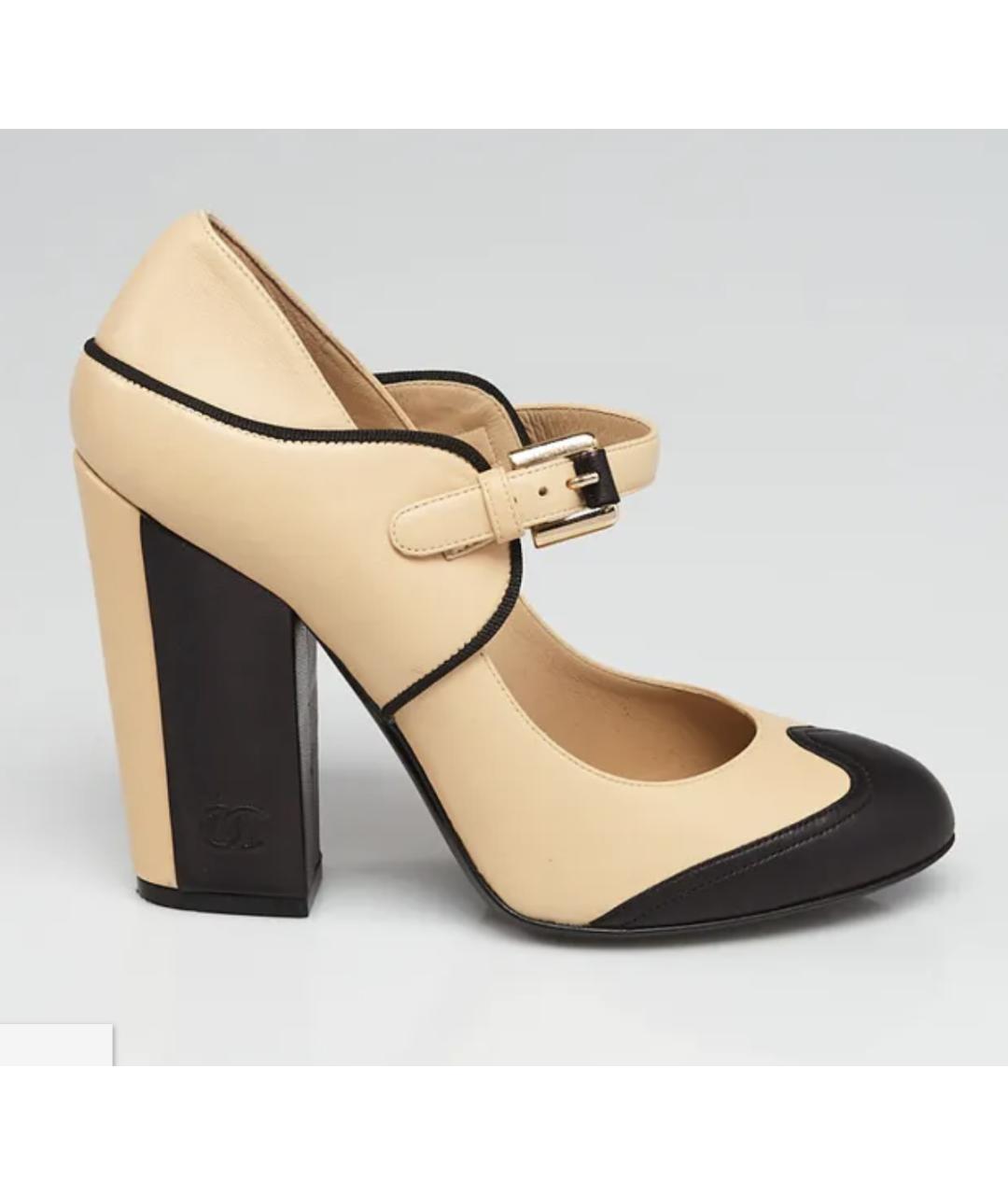 CHANEL Бежевые кожаные туфли, фото 6