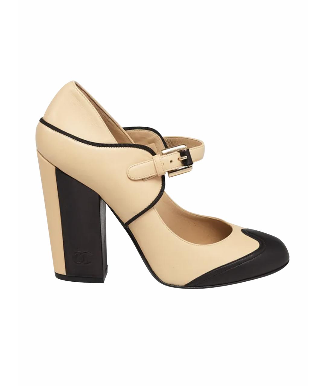 CHANEL Бежевые кожаные туфли, фото 1